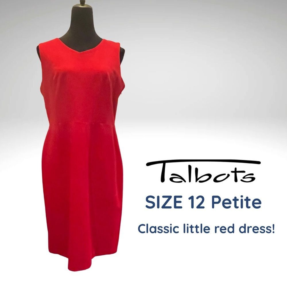Vintage Talbots Classic Red Dress, Sleeveless Sheath Size 12 Petite